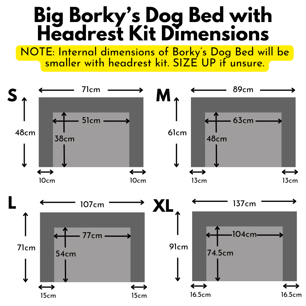 Borky's Dog Bed Headrest Conversion Kit - Bed Not Included