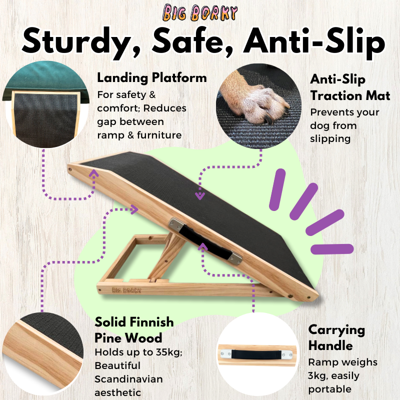 Borky's Dog Ramp - Protects Joints & Prevents Jumping Injuries
