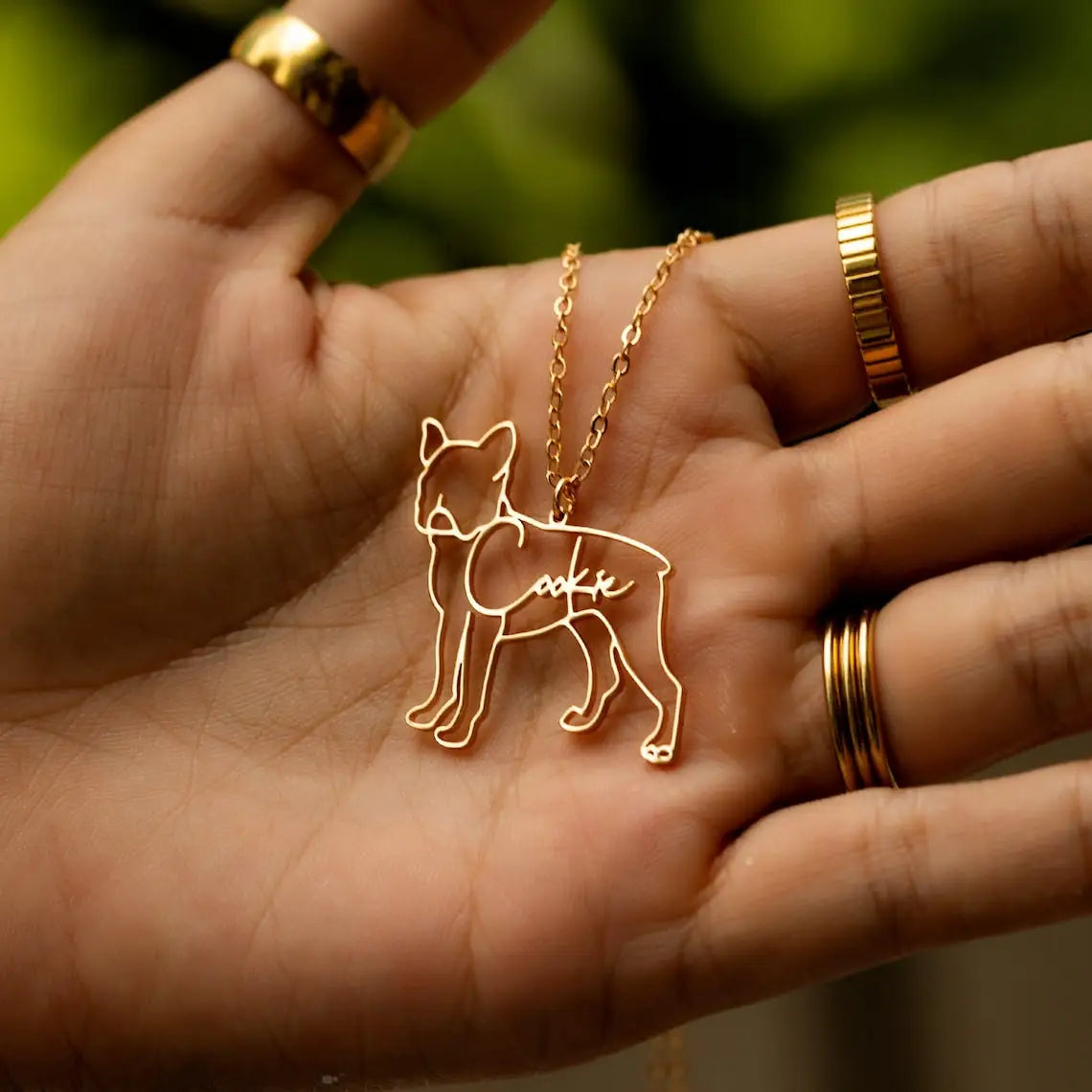 Personalized Necklace - Dog Silhouette & Name