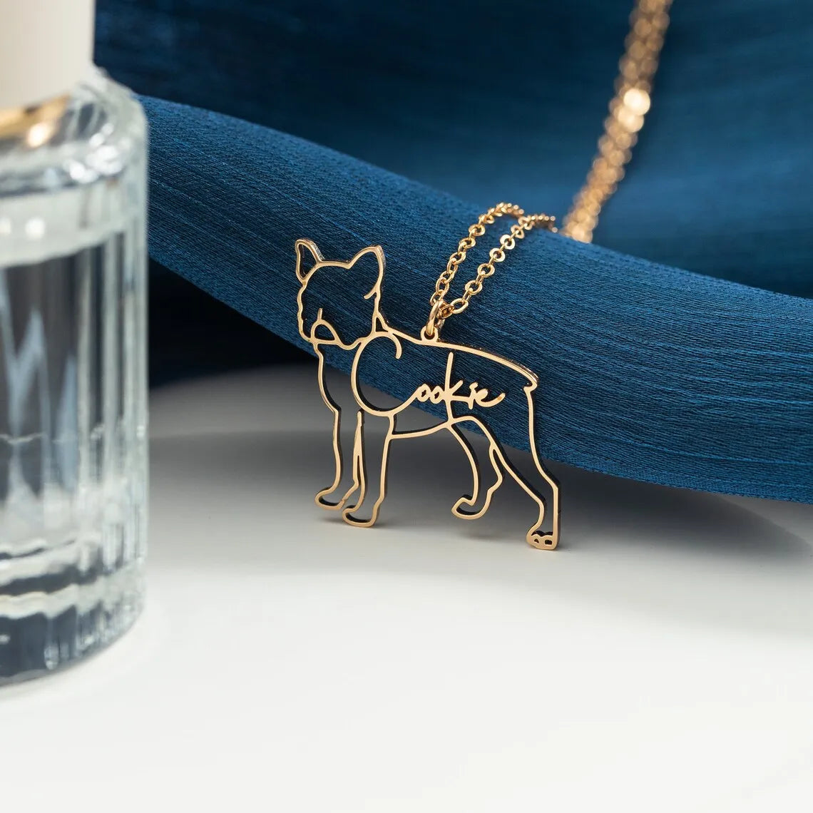 Personalized Necklace - Dog Silhouette & Name