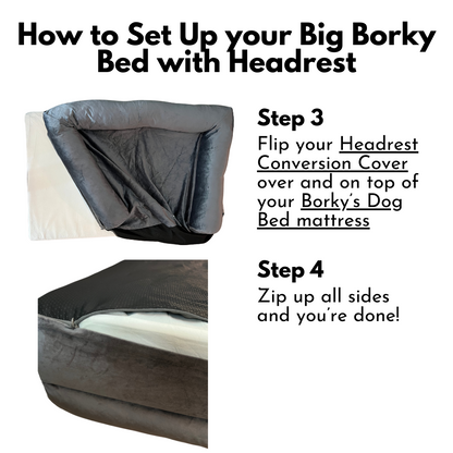 Borky's Dog Bed Headrest Conversion Kit - Bed Not Included