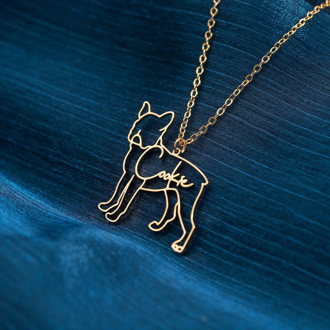Personalized Necklace - Dog Silhouette & Name